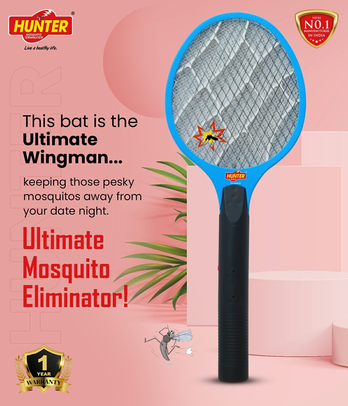 Hunter Rechargeable Mosquito Swatter Bat (Light Blue) | Hunter Mosquito ...