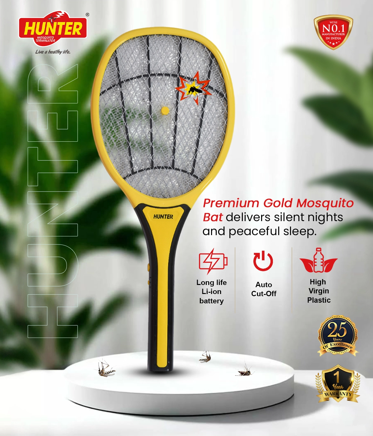 Hunter Premium Gold Rechargeable Mosquito Bat